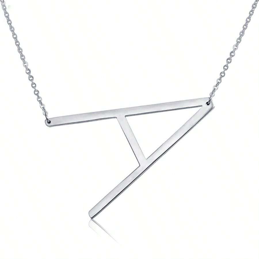 1pc Stainless Steel 26 Alphabet Letter Pendant Necklace