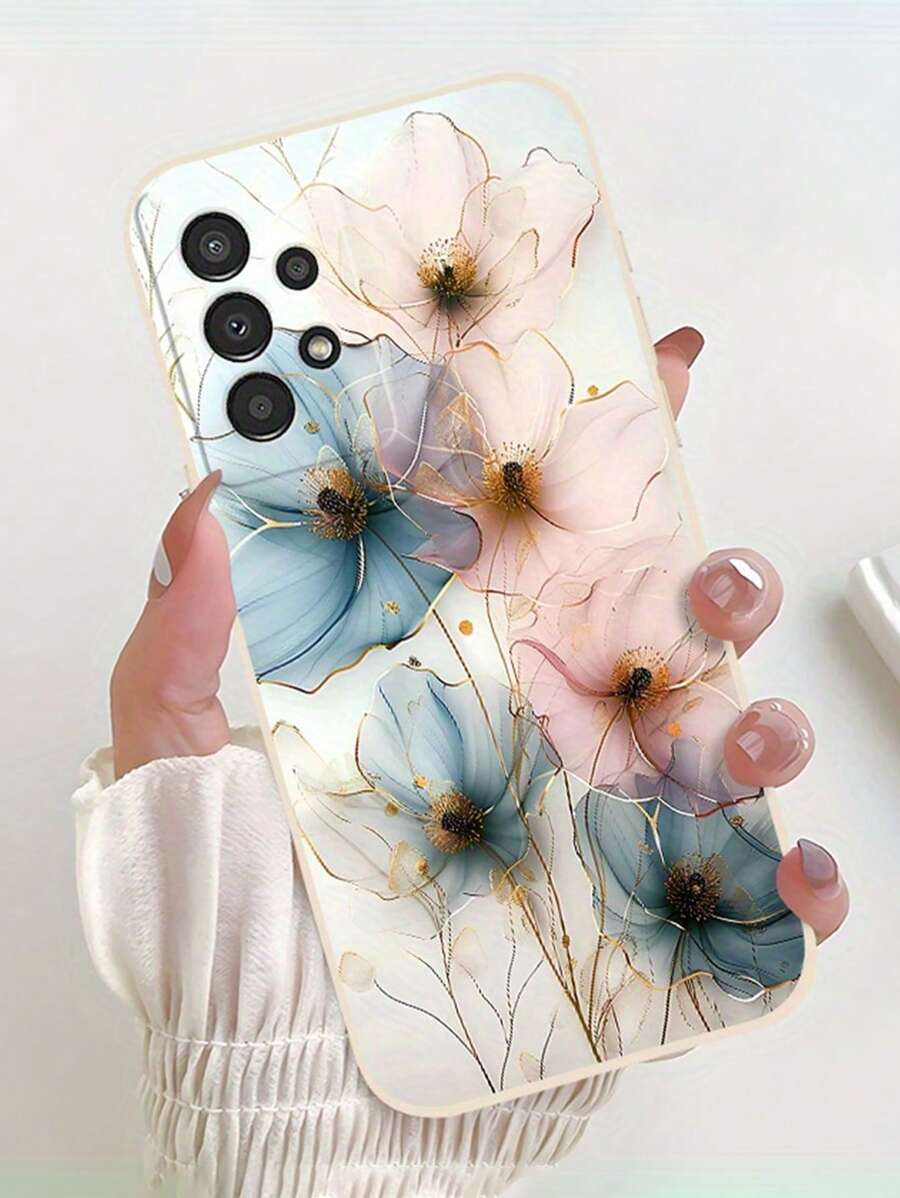1 pieza Funda de teléfono anti-caída con estampado de moda compatible con iPhone 16/11/16pro/16plus/16promax/16e/15Promax/13/14/12/XS/XR/7G/8P, Galaxy S25/S25PLUS/S25 Ultra/A16/A36/A26/A56/A50/A12/A32/A52/A72/A51/A21S/A13/A14/S24/S24PLUS/S24Ultra,S22/A52/A53/A54/A55/, Mi 11/12Pro/12/12X/13Pro/14Pro/15Pro/, Redmi 10/9/Note9/12c/Note11pro/Note8Pro, Diseño de pintura de tinta floral