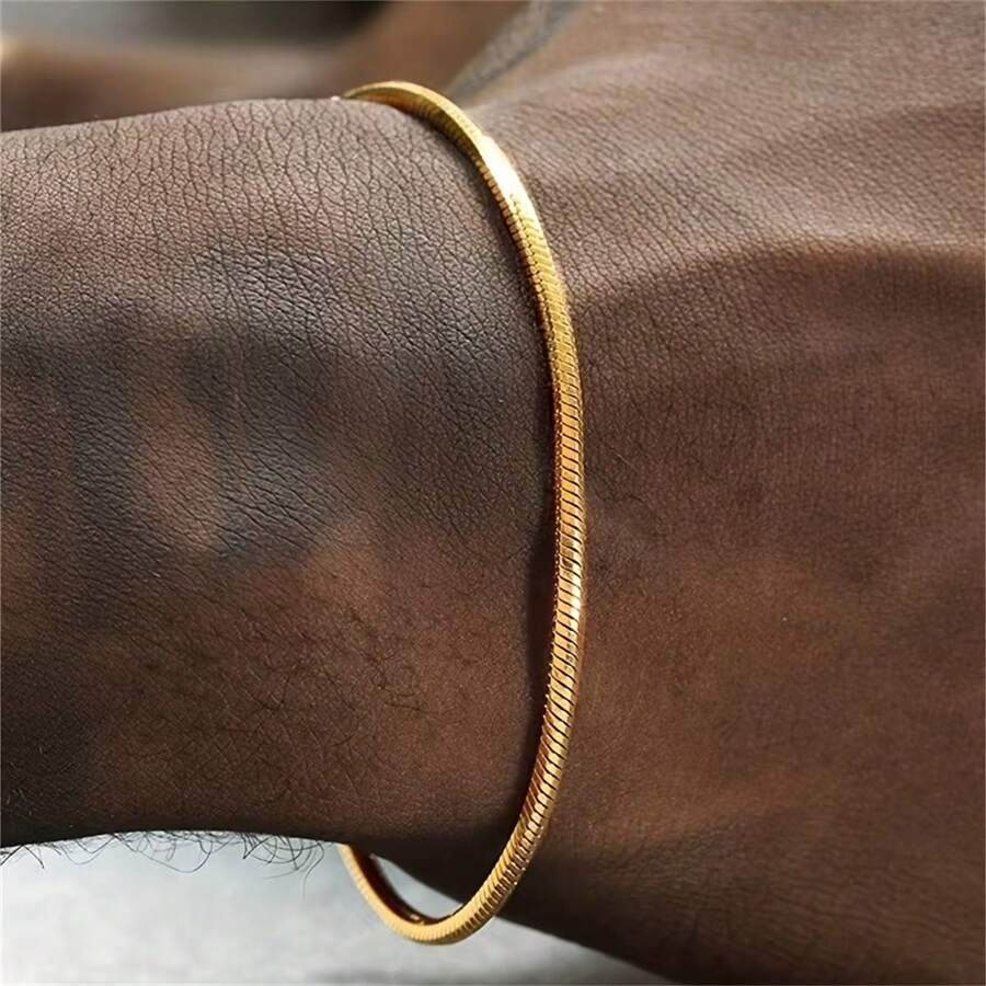 1pc Fashionable Stainless Steel Men's Bracelet, Minimalist Hip-Hop Style, Suitable For Parties And Stylish Jewelry Gifts