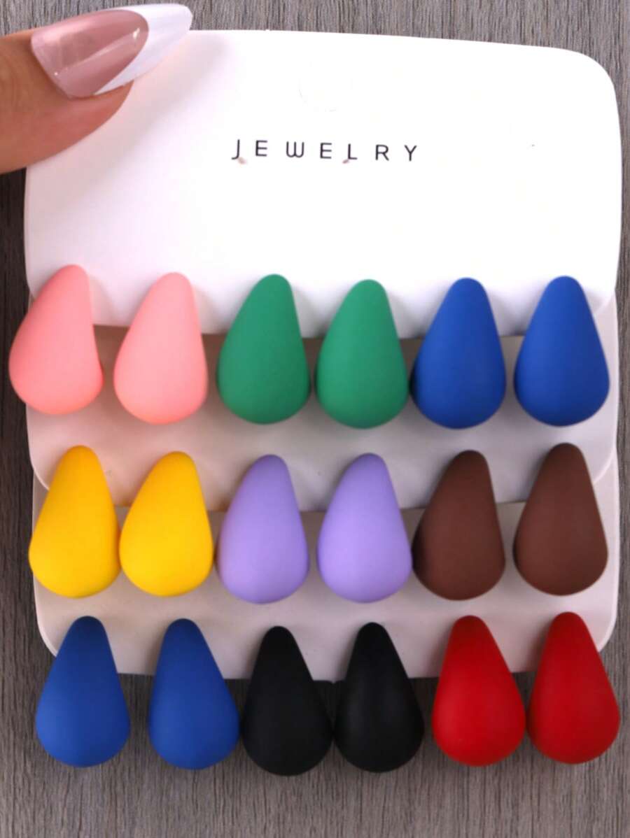 Vibrant Color Bomb! Water Drop Shaped Stud Earrings, Multi-Color Options, Brighten Up Your Outfit!