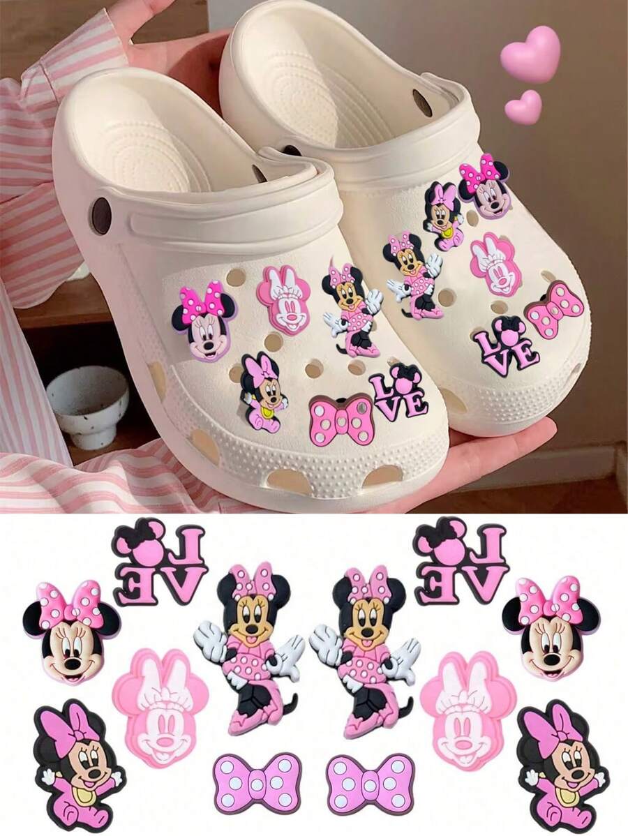 Sanrio Disney 12 Cute Mickey Mouse Shoe Accessories, Suitable For Clog Decoration, Cartoon Accessories, Suitable For Men And Women Footwear