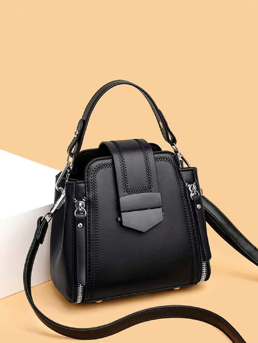 New Retro Classic Mini Locking Handbag Anti-Theft Crossbody Bag Casual One Shoulder Purse For Women, Minimalist Design