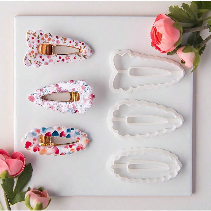 1 Stück/3 Stücke Welliges Design Haarclip Weiche Ton Form, Große Haaraccessoire Modellierton Ausstecher DIY Geschenk Bastelwerkzeug