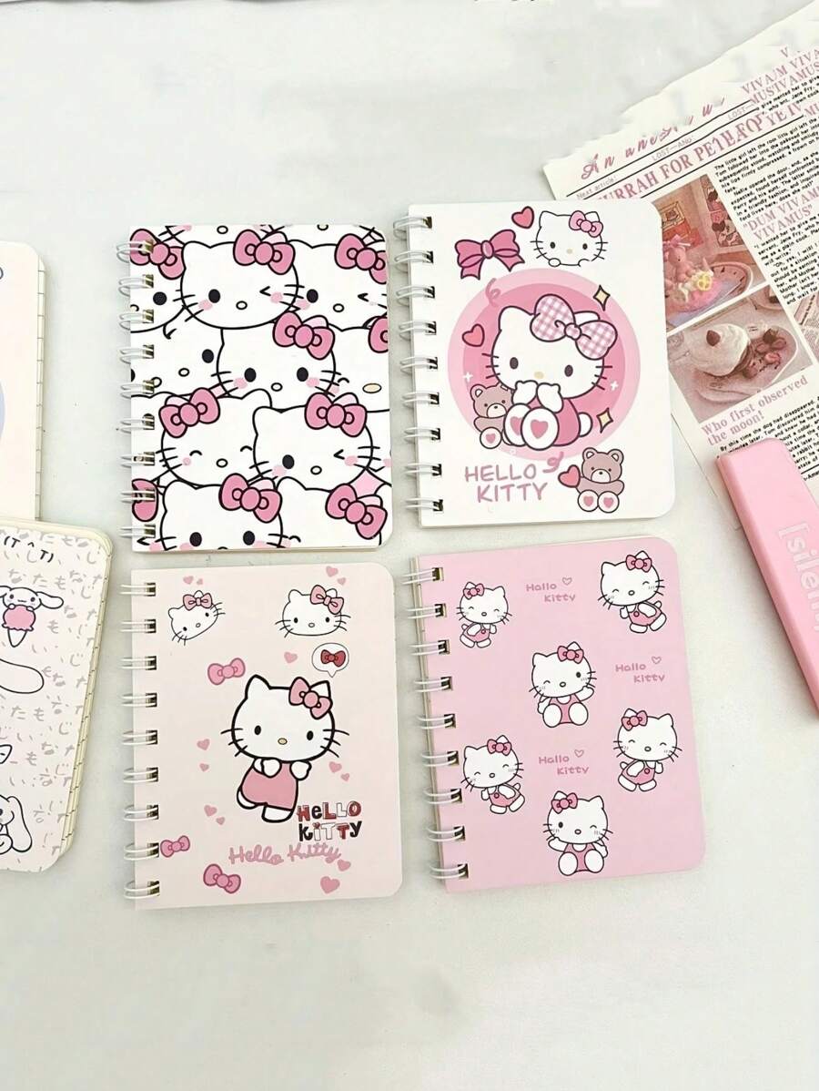 Sanrio 4pcs Hello Kitty Coil Notebook | 1pc | Cartoon | Thickened | Homework Stationery | Random Color