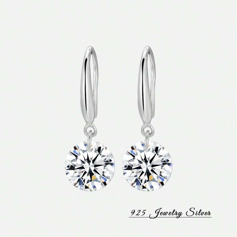 Pendientes de gota con diamante de circonita y diseño asimétrico, de plata esterlina 925, versátiles y de alta gama