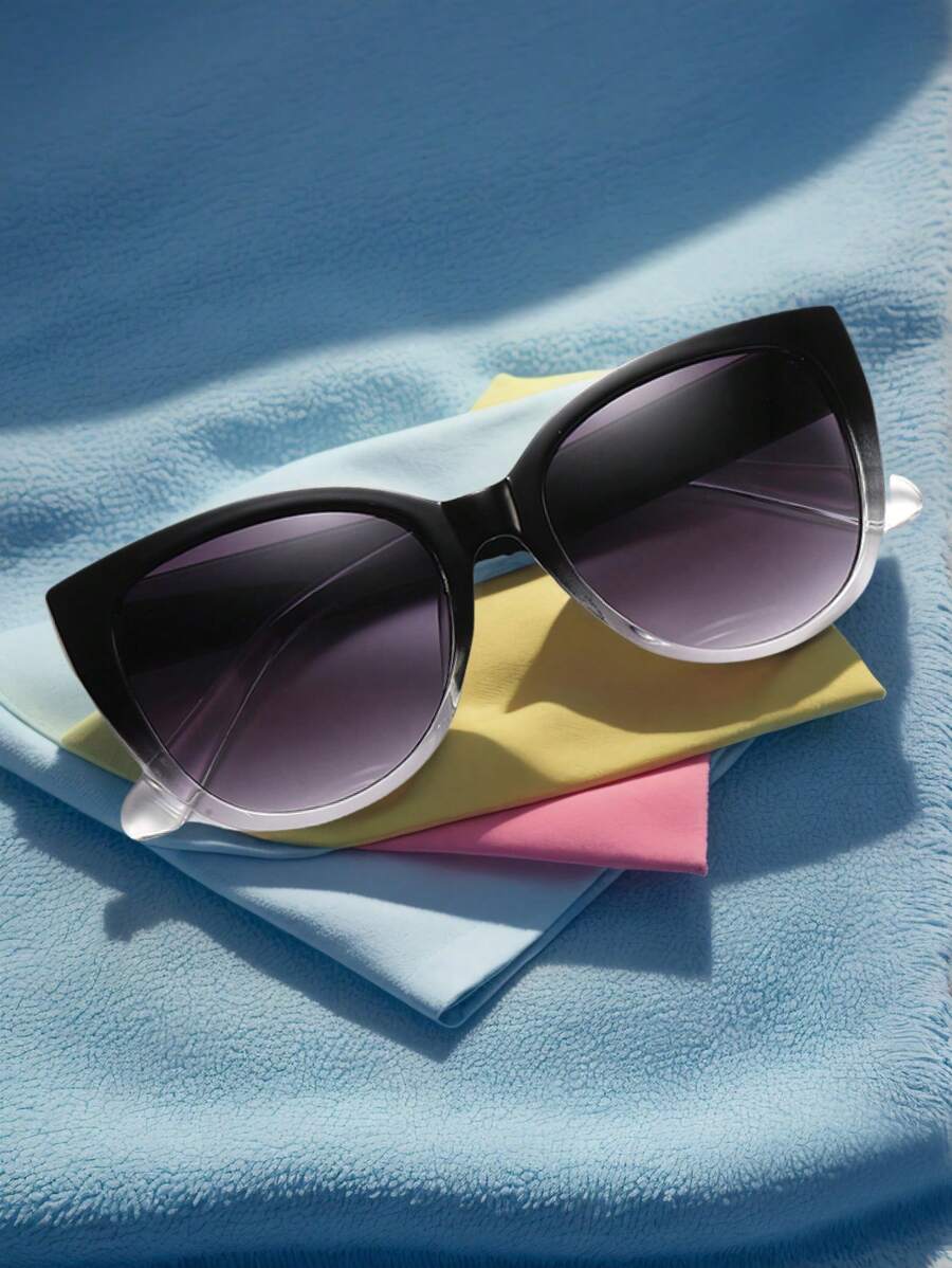 1pc Men's Plastic Cat Eye Small Frame Ombre Vintage Minimalist Stylish Casual Daily Versatile Beach Sunglasses, Cool Outdoor Travel Holiday