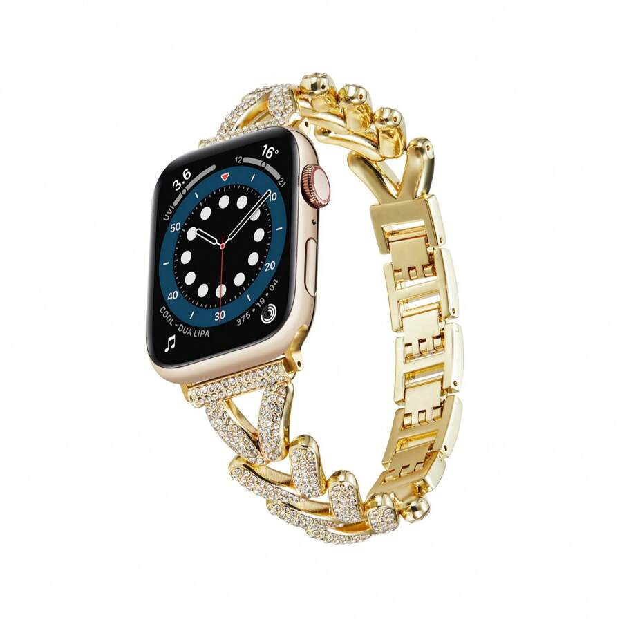 Nova pulseira de metal com strass de alta qualidade com orelha de trigo compatível com pulseiras de 38/40/41/42/44/45/46/49 mm Pulseira de relógio I Pulseira de relógio I Pulseira de relógio I Ultra/S10/9/8/7/6/5/4/3/2/1
