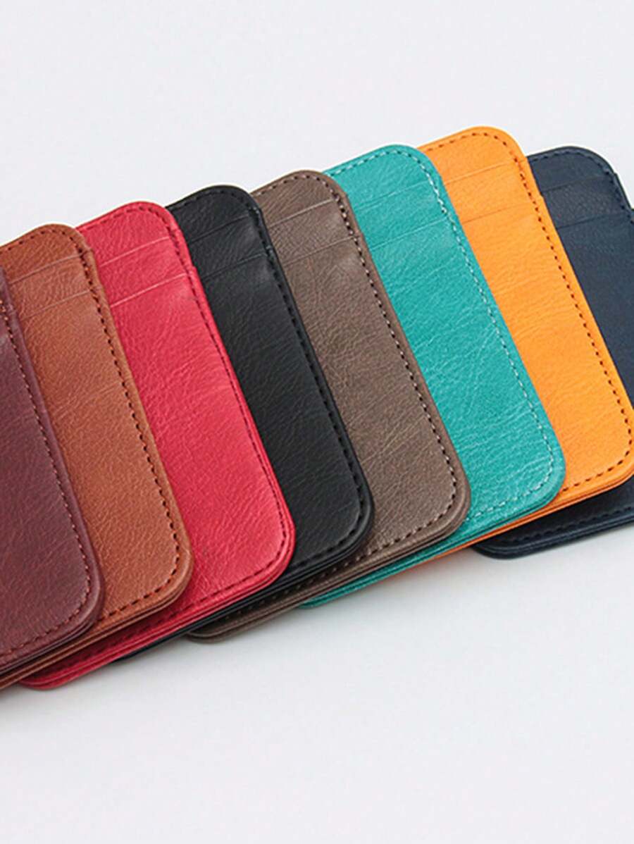 1pc Vertical Fashionable Simple PU Leather Men's Mini Lightweight Business Card Holder Business Multi Slot Card Bag Cover Eessential For Men