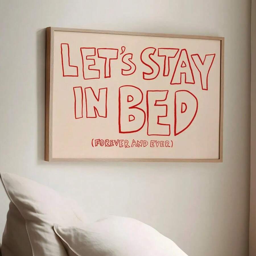 1pc, Wall Arts, Quotes Posters, Let's Stay In Bed Prints, Mid-Century Prints, Bauhaus Prints, Stylish Bedroom Posters, Prints, Sleep Posters, Horizontal Wall Art, Unframed ,Wall Art With Frame