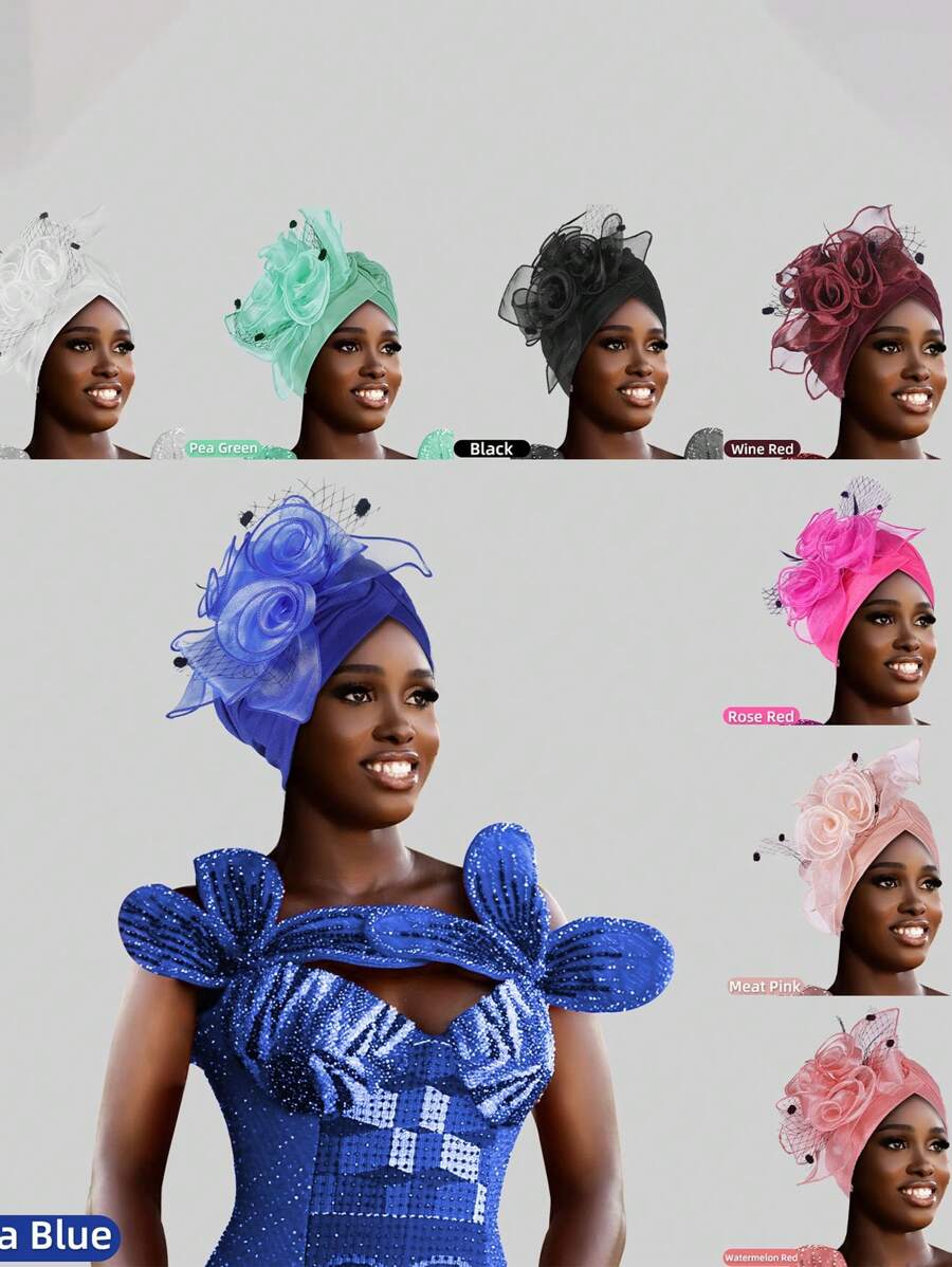 Élégante pièce pour cheveux rétro en fleurs, maille, plumes et organza, chapeau de décoration polyester unicolore adapté pour tous les jours, décontracté, soirée, mariage, vacances, printemps/été/automne/hiver