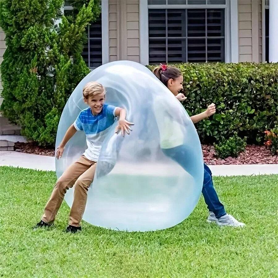 1pc Inflatable Bubble Ball - Transparent TPR Water-Filled Pat Ball For Outdoor Fun, Beach Play & Parties - Durable & Easy To Inflate - Perfect For Family Activities & Party Games