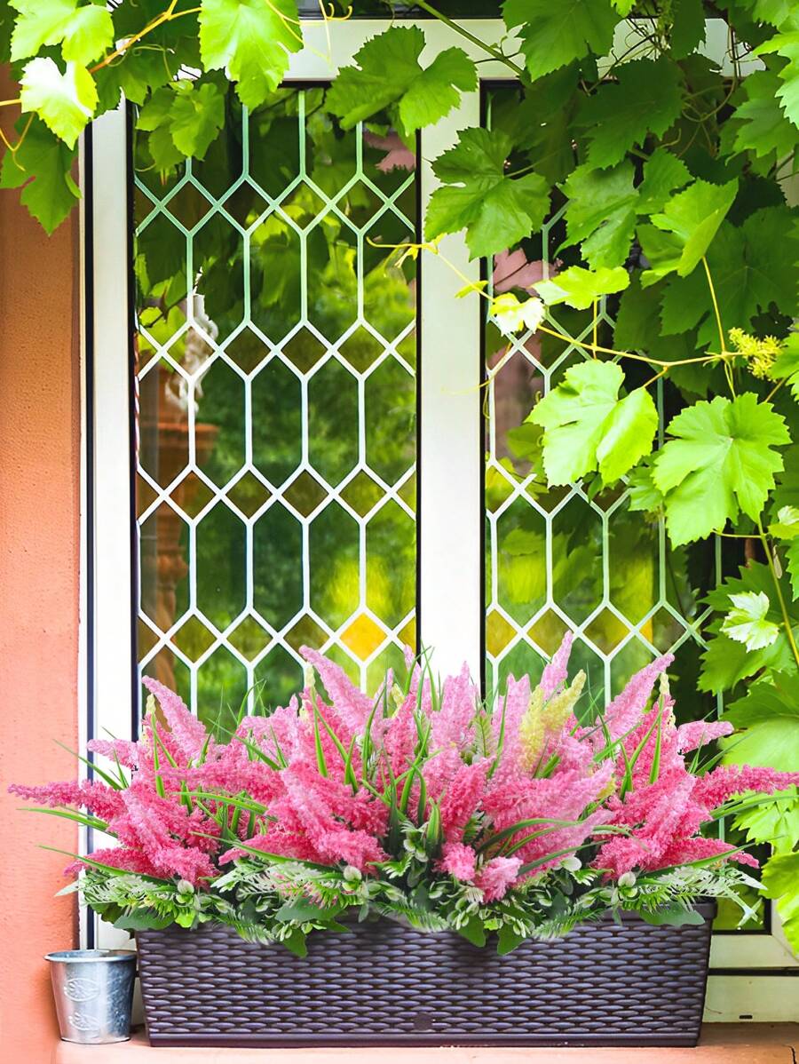 1PC/4PCS/8PCS 18.90Inch Artificial Lavender Artificial Plastic Plant Suitable For Home Wedding Kitchen Garden Courtyard Window Box Office Desk Center Decoration Indoor And Outdoor Decoration