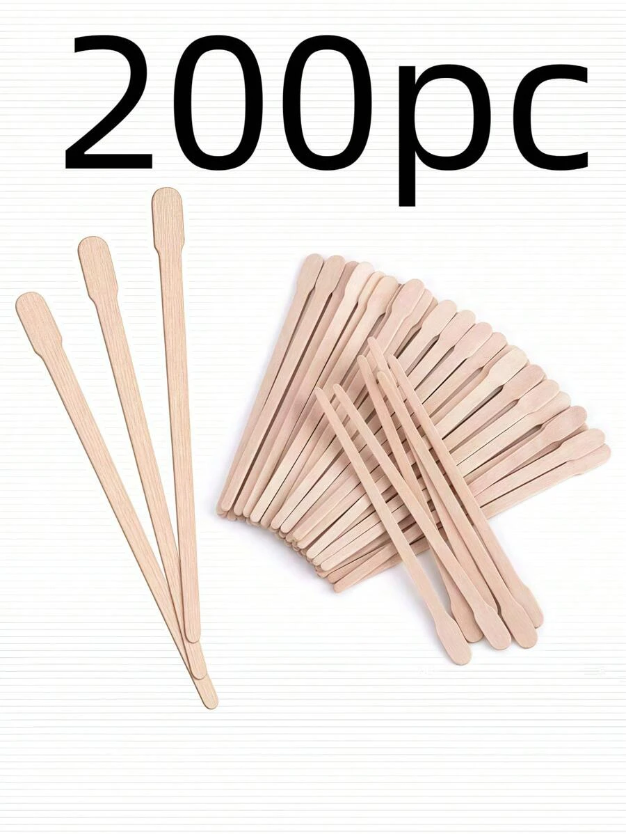 200 Wooden Wax Sticks, Multi-Purpose Wax Sticks, Suitable For Hair Removal On The Body, Face, Armpits, Back And Bikini. A Set Of Wooden Wax Sticks For Stirring, Easy To Carry And Simple To Use.