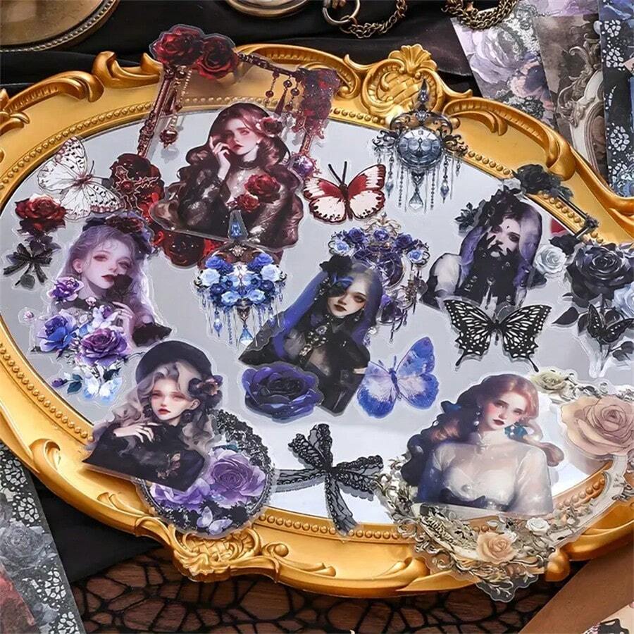 Rose Story Vintage Dark Gothic Scrapbooking Material Pack,School Supplies,Back To School