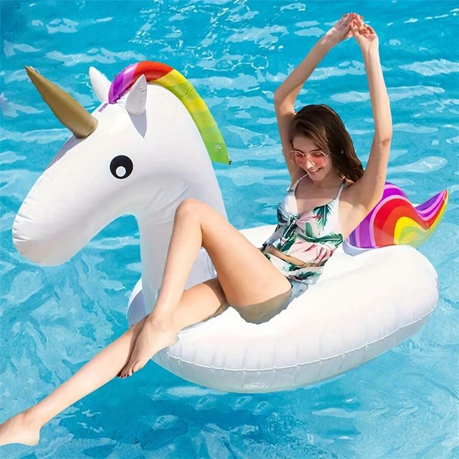 1pc Inflatable Unicorn Pool Float, Adult-Sized Colorful Unicorn Lounger, PVC Water Sofa Suitable For Swimming Pool, Beach, Outdoor, Festival, Birthday Party
