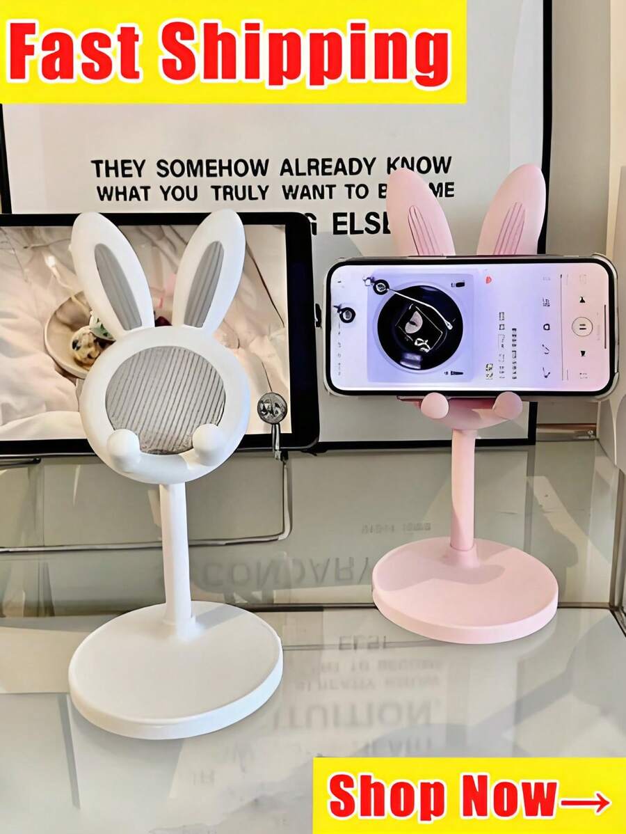Cute Cell Phone Stand For Desk, Adjustable Bunny Phone Holder - Perfect Student Desktop Companion For Slouchy Days, Desk Accessories, Phone Holder , Valentines Wedding, Birthday Present,Mother's Day,Gift For Mom