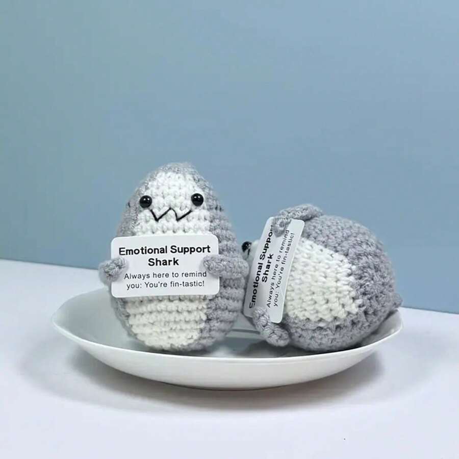 Mini Funny Potato, Crocheted Shark Face Gift, Crocheted Animal, Unique Birthday Gift For Shark Lovers, For Men (Gray)