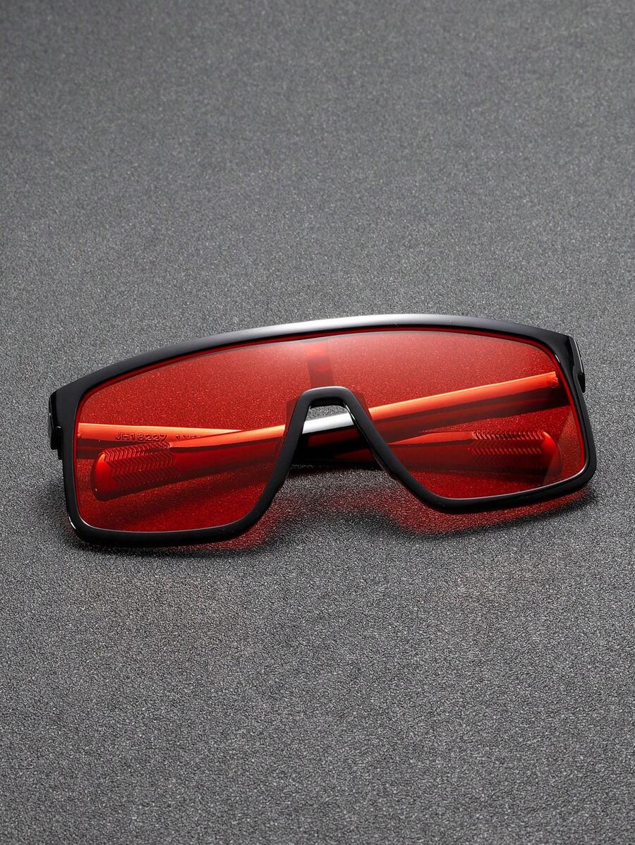 1 pieza Gafas de moda con marco grande y sin montura, con remaches, lentes sin marco, adecuadas para ciclismo, deportes, viajes, senderismo