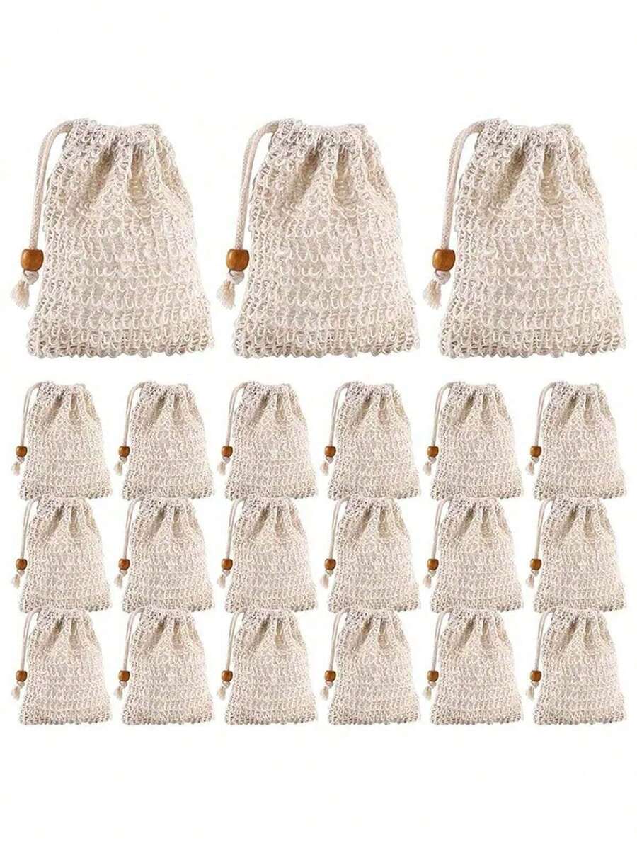 Natural Sisal Soap Bag, Exfoliating Saver Pouch, Bath And Shower Holder, 50 Pcs, 40 Pcs, 20 Pcs, 10Pcs