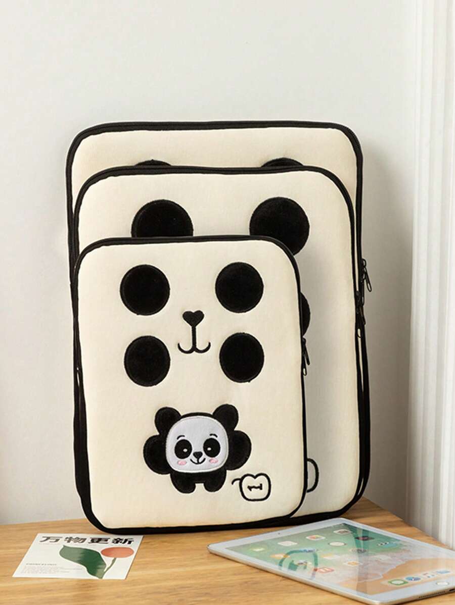 1pc 11/13/15-Inch Cartoon Embroidered Panda Ipad Inner Liner Bag Laptop Bag Apple Pro Storage Bag, Suitable For Girls And Students School Supplies,Back To School