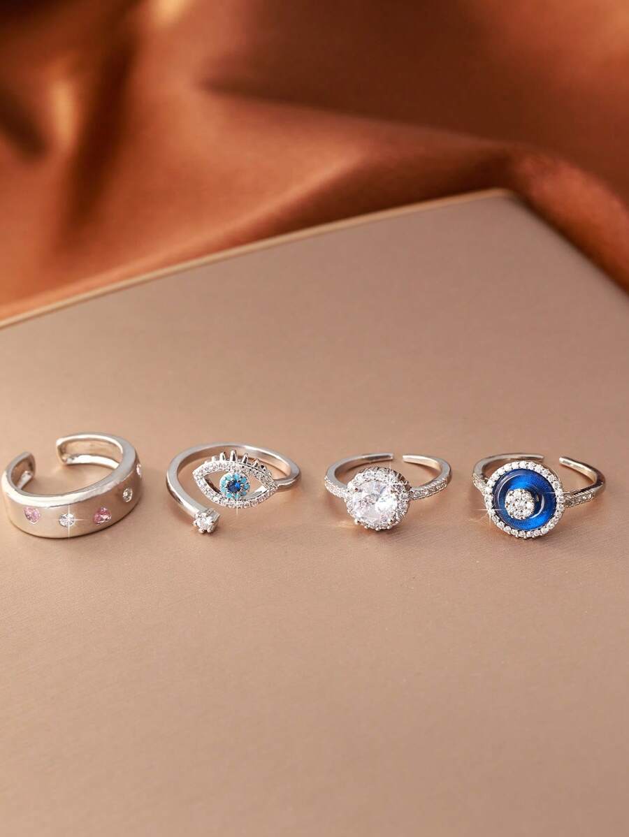 Bague ajustable en cuivre et oxyde de zirconium, bague élégante et personnalisée pour femme