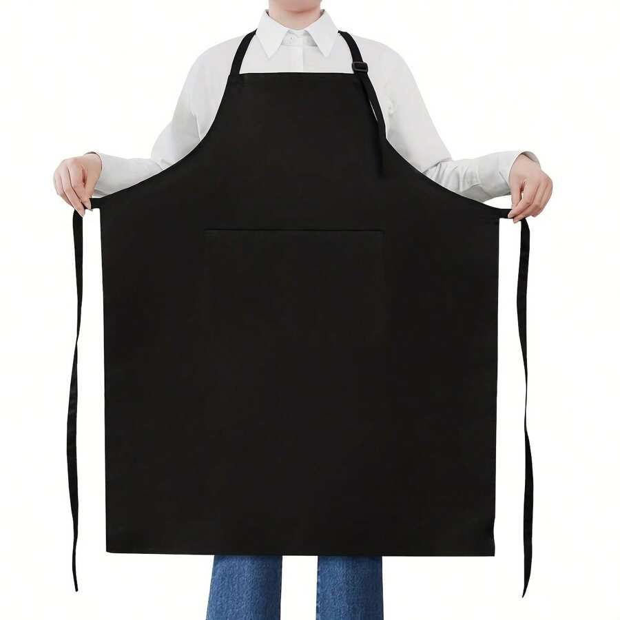 1pc Plus Size Bib Apron, Oversized Adjustable Men Women Chef Apron With 2 Pockets, Suitable For Indoor & Outdoor Cooking, Kitchen Use