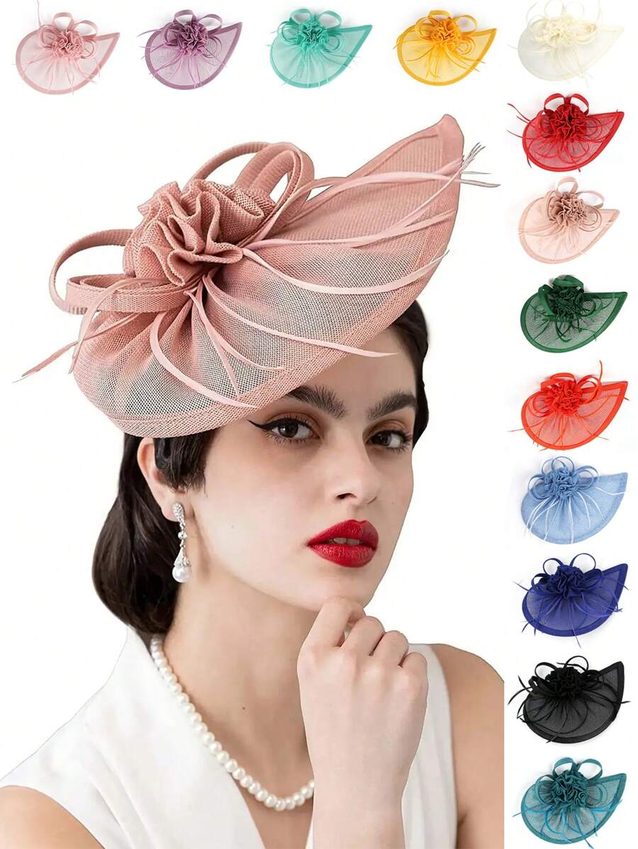1 Stück fächerförmiger Tee-Party Fascinator Hut für Frauen, Kentucky Kopfbedeckung Derby Pillbox Kirchenhut für Cocktail Hochzeit, Haaraccessoires, kleine Hüte, Mini Fascinator, Mini Mütze