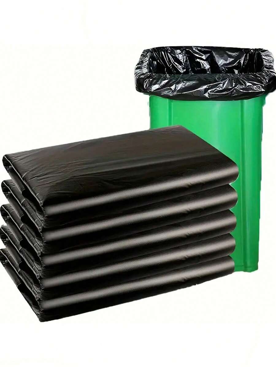 200 sacs poubelle noirs épais et résistants - étanches, en polyéthylène durable, convenant pour la maison, le bureau, la cuisine, la salle de bain et l'extérieur. Solution de nettoyage polyvalente, avec un design enroulable pratique. Sacs plastiques noirs surdimensionnés pour une utilisation commerciale ponctuelle, propriété d'hôtel, restauration. Déplié 28 * 48 cm, déplié 45 * 50 cm