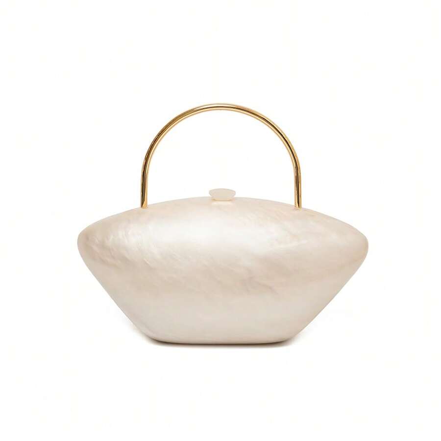 2025 Summer New Acrylic Evening Clutch, Unique Design Metal Chain Shoulder Bag With Magnetic Clasp