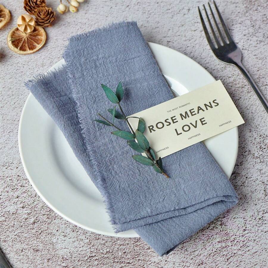 12pcs/Pack 42*42cm/16.5*16.5in Soft Fringe Linen Napkins, Multi-Color Square Handmade Serviettes For Wedding, Holiday Decor, Hotel, Wiping Cups, Christmas Dinner, Daily Use, Table Decoration, Tea Towels, Handkerchief