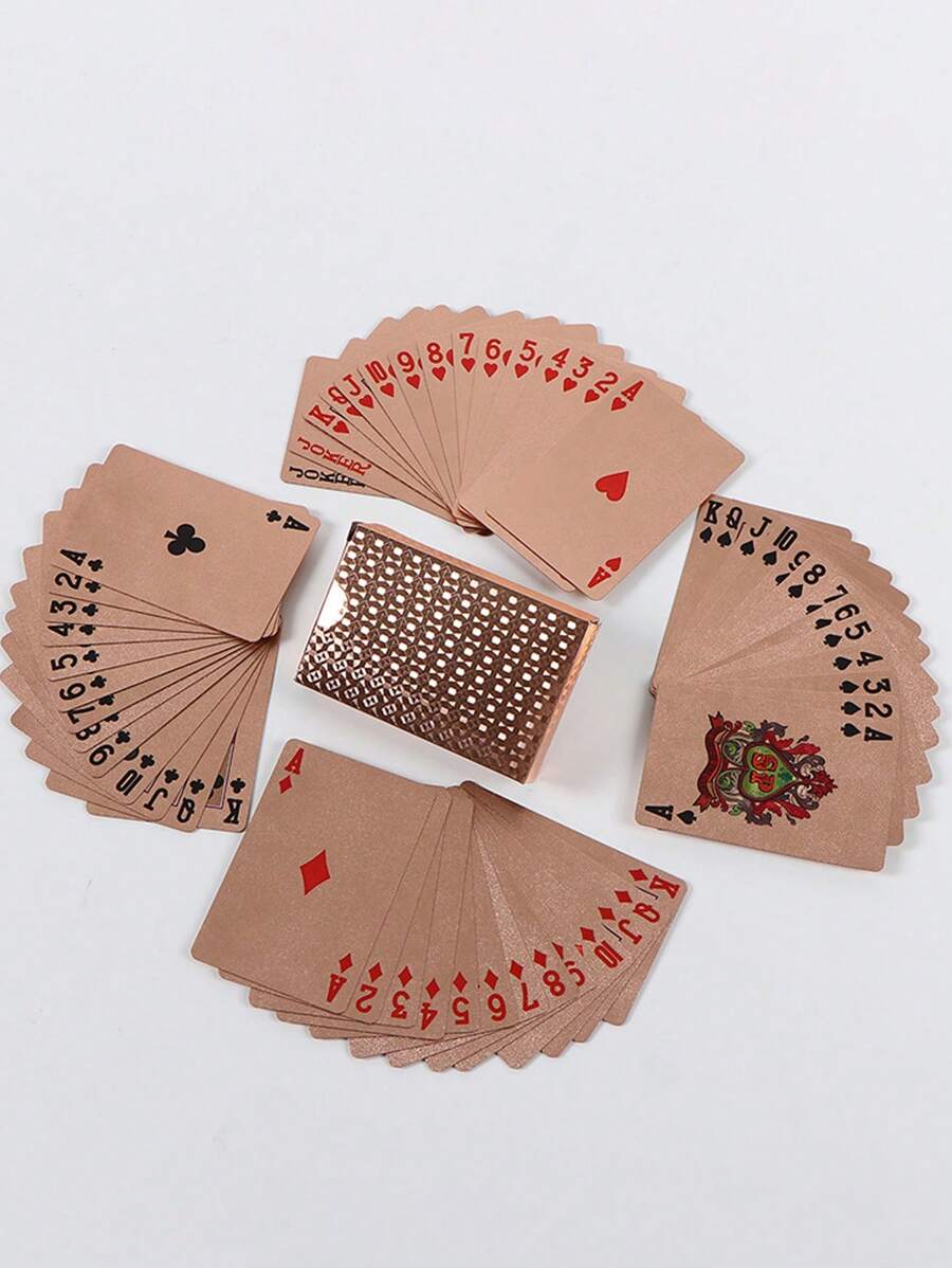 1pc 54 Sheets Color Pink Gold Card Games Card Group Waterproof Multiplayer Game Cards Suit Magic Package Marry Party Birthday Festival Board Game Gift Collection