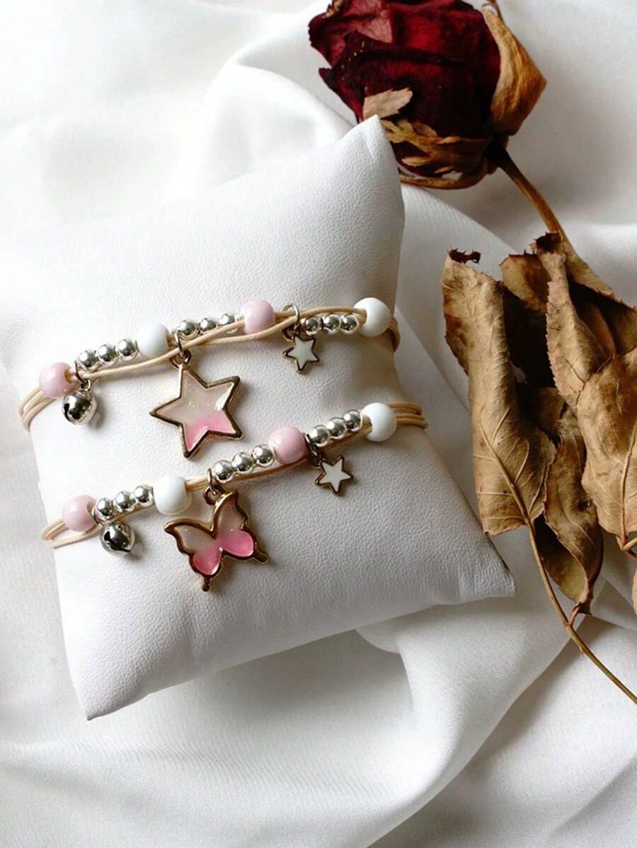 Dos pulseras hermosas con forma de estrella de mar y horario de Jiayu Ceramics, una pareja de pulseras, un regalo para tu ser querido. Las pulseras se pueden extender y contraer libremente en tamaño. Son perfectas para regalar a amigos, parejas, padres o como pequeños regalos para fiestas en verano
