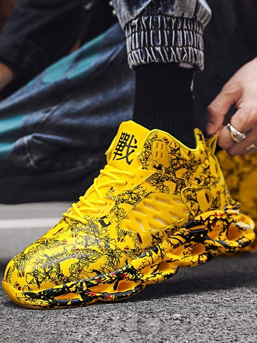 Zapatillas de deporte con estampado de graffiti para hombres, antideslizantes, transpirables, livianas y de moda, deporte profesional y funcional, zapatos para caminar, fitness y trabajo, gimnasio