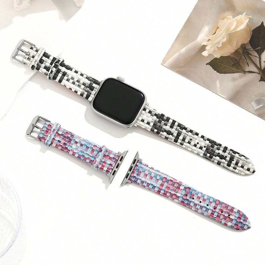1 pieza Correa de reloj de efecto de mosaico para mujer, compatible con 38/40/41/42/44/45/49mm Ultra/SE/10/9/8/7/6/5/4/3/2/1
