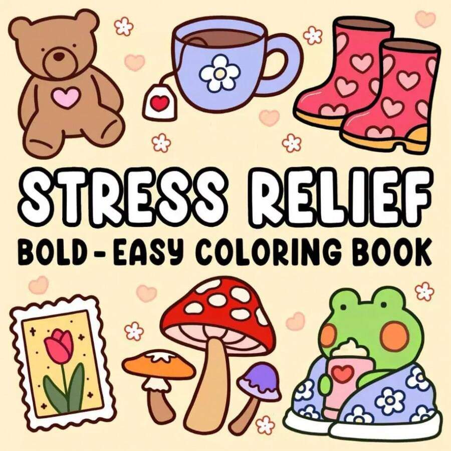 Stress Relief: Super Cute Coloring Book, Featuring Adorable Animal Characters, Ideal For Comfortable Relaxation Moments, Boredom Killer, Great Gift For Friends, Couples, And Family,Mother's Day,Mom's Gift,Back To School,School Supplies
