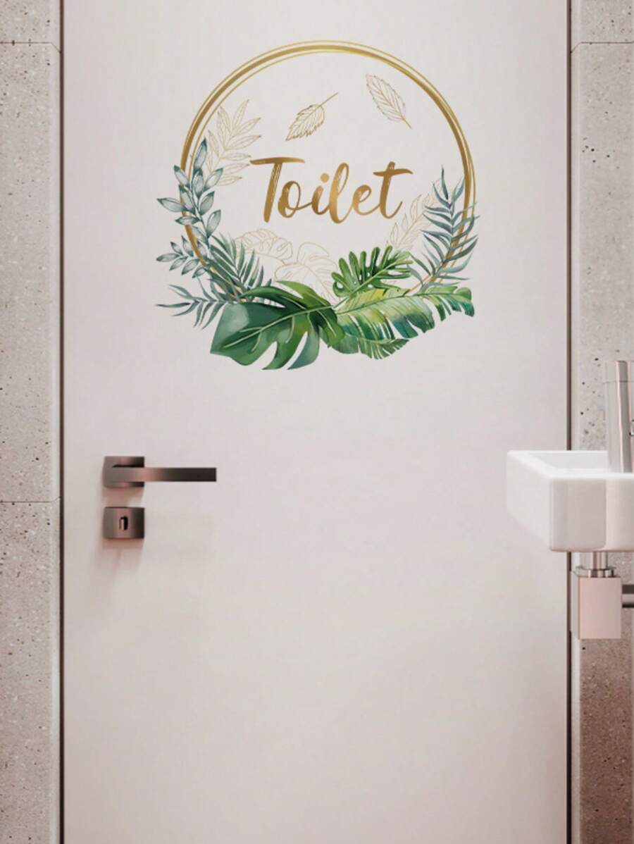1pc PVC Sticker, Self-Adhesive Door Decal, Bathroom Toilet Sign Sticker Room Decor Wall Decor Wall Sticker Stickers Personalised Stickers