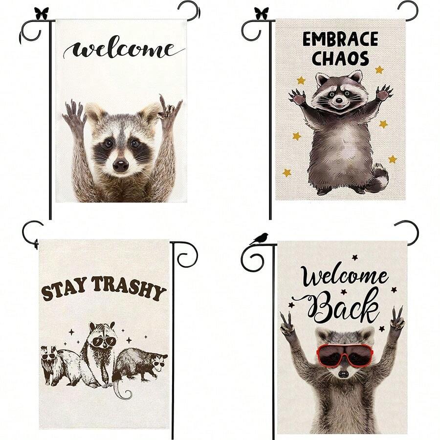 Garden Flag Fun Raccoon Vertical Double-Side Outdoor Decoration Garden Lawn Home Decor 12 X 18 Inches
