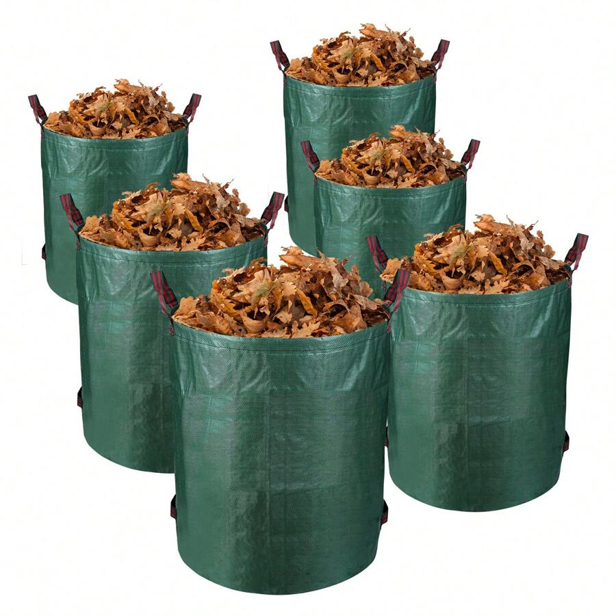 Cecaylie 6X Gartensack Laubsack Gartenabfallsack XXL Garten Tasche Rasensack mit Griffen 272L - Grün