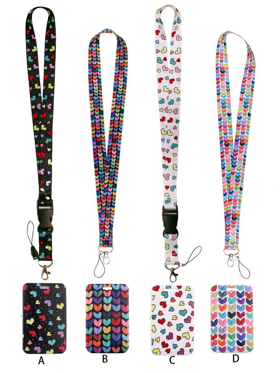 1 Piece Cute Polka Dot & Heart/Painting Heart Pattern ID Card Lanyard Set, Suitable For Doctors, Nurses, Students, Teachers, Exhibition Staff, Can Be Used As Exhibition, Gift, Keychain Or Daily Use Backpack For School
