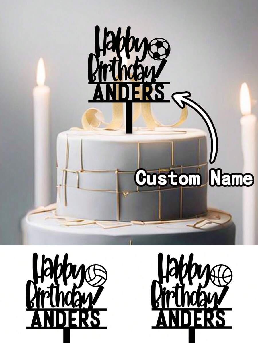 1Pc Customizable Cake Toppers With Football Designs,Birthday Party Cake Decoration Ideal For Birthday Party Decorations, The Perfect Memento For Families And Friends,Christmas,Boy's Birthday Decoration