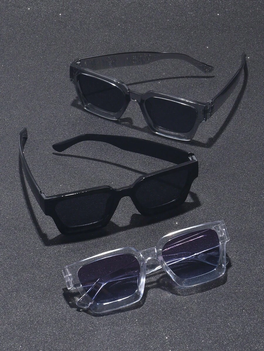 3/5 Stücke Herren Mehrfarbige Kunststoff Quadratische Vollrahmen Tönung Linsen Shades Basics Elegante Basic Lässig Allround Brillen Kombination für Vacay Vibes, Business, Alltag Mode Accessoires Preppy Stil für den Schulanfang