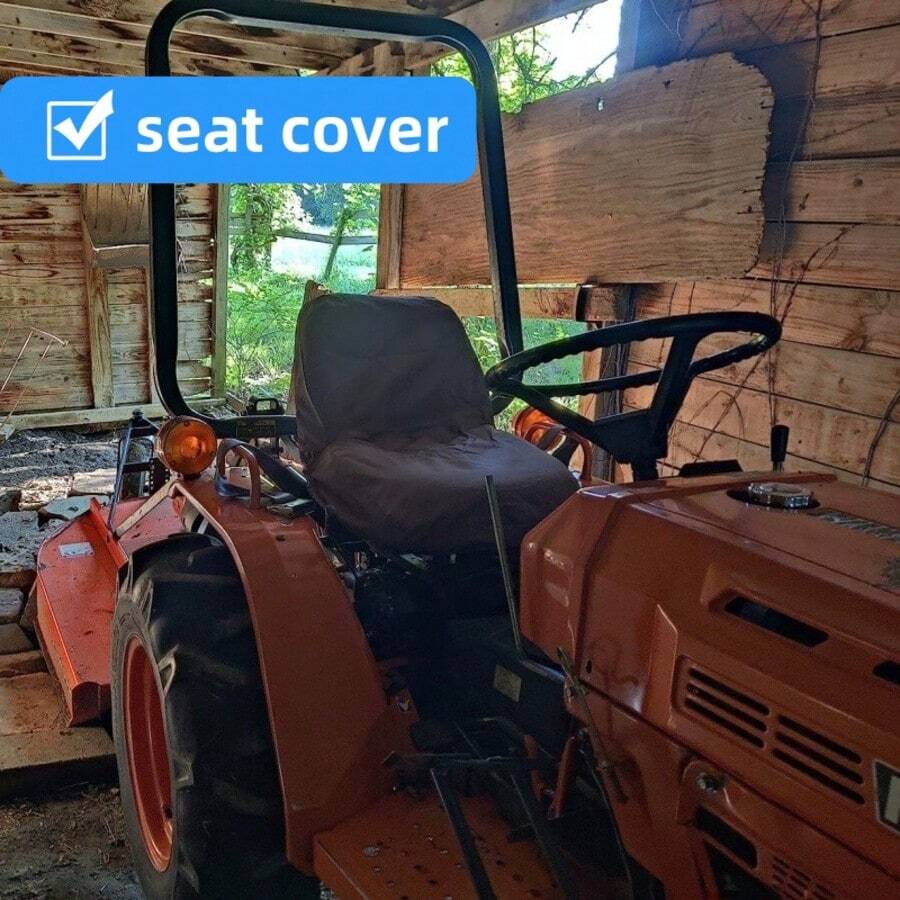 Heavy Duty Waterproof Tractor Seat Cover For Ride-On Lawn Mowers - Black Polyester, All-Season Protection, With Safety Strap, Durable And Suitable For Outdoor Use, Yard Maintenance | Stretchy Material, Tractor Accessory