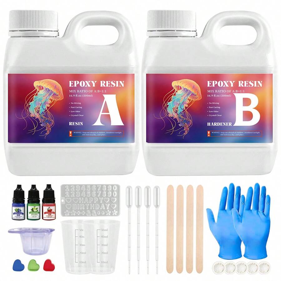 20ml/50ml/100ml/250ml/500ml Crystal Epoxy Resin AB Glue, 1:1 Ratio, 12-24 Hrs Curing, No Bubbles, DIY, River Table, Non-Yellowing, High Hardness, Smooth Finish