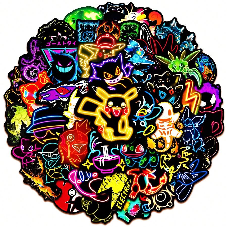 pokemon 50PCS Cute Anime Pokemon Stickers Aesthetic DIY Scrapbook Stationery Guitar Suitcase Cute Decal Funny Graffiti Sticker Gift Toy For Kid,School Supplies,Back To School