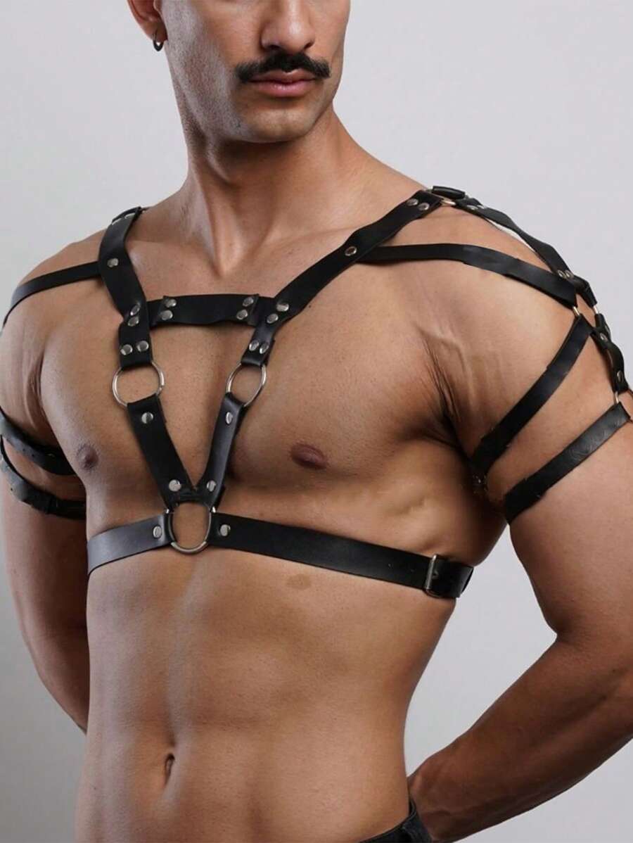 Men's Fashion PU Leather Body Harness, Gothic Men's Chest Harness Straps Valentine's Day Gift , Daily Wear Couple Evening Date Wear Clothing Accessories, Men's PU Leather Body Chest Harness, Punk Black Daily, Party Wear, Sexy Lingerie Accessories,Man Sexy Bondage Harness,Men's Gladiator Shoulder Armor Viking Costume Valentine's Day Gifts