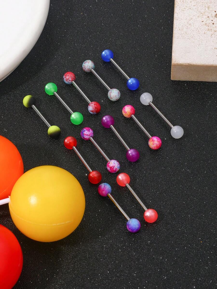 12 Color Mixed Candy Color, Silky Smooth Texture With Reflective Pattern And Tongue Nail For Women,Stainless Steel Anti Allergic Material, Party, Vacation, Hip-Hop, Gift,Corresponding To Red Customers