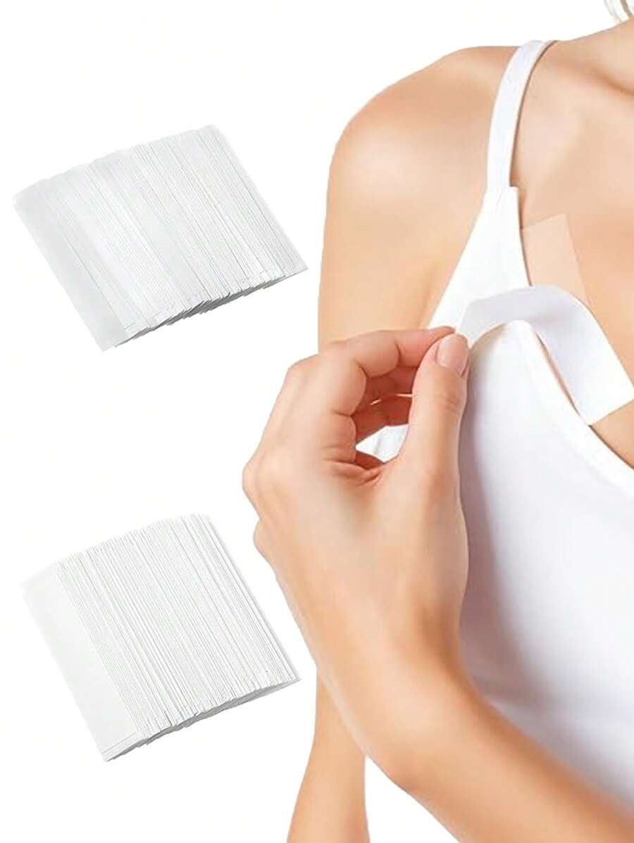 100pcs Anti-Slip Adhesive Tapes, Our Fashionable Tapes Ensure Your Clothing Stays Perfectly In Place, Preventing Slipping, Visible Straps And Sagging Necklines. Made With High-Quality Materials, You Can Be Assured It Is Safe For Skin And Most Fabrics. Ideal For Dresses, Lingerie, Swimwear And Everyday Wear, Providing Discreet And Reliable Fixation.