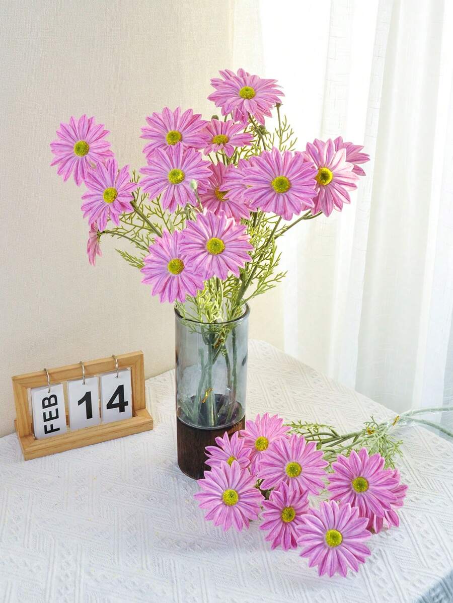 1PC/2PCS/6PCS 25.20Inch Artificial Flower Plants Chrysanthemum Arrangement Wedding Bouquet Decoration Home Kitchen Garden Party Table Flower Center Decoration DIY,Fall Decor,Autumn