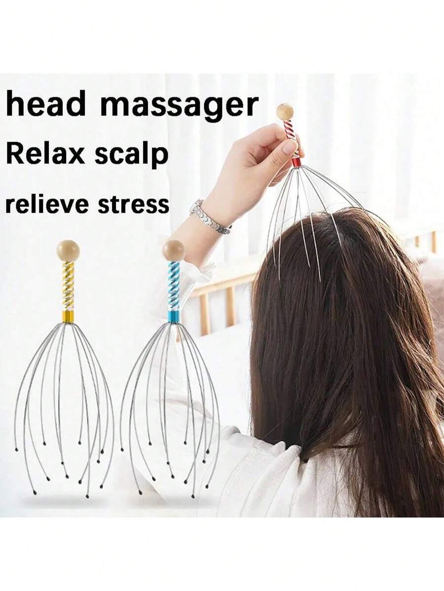 1/2Pcs Octopus Head Scalp Relaxation Massage Pain Relief Body Massager Head Grabber Pressure Release Relaxation Claw Metal Massager Device Unisex For Home Relaxation And Office Soothing Use,