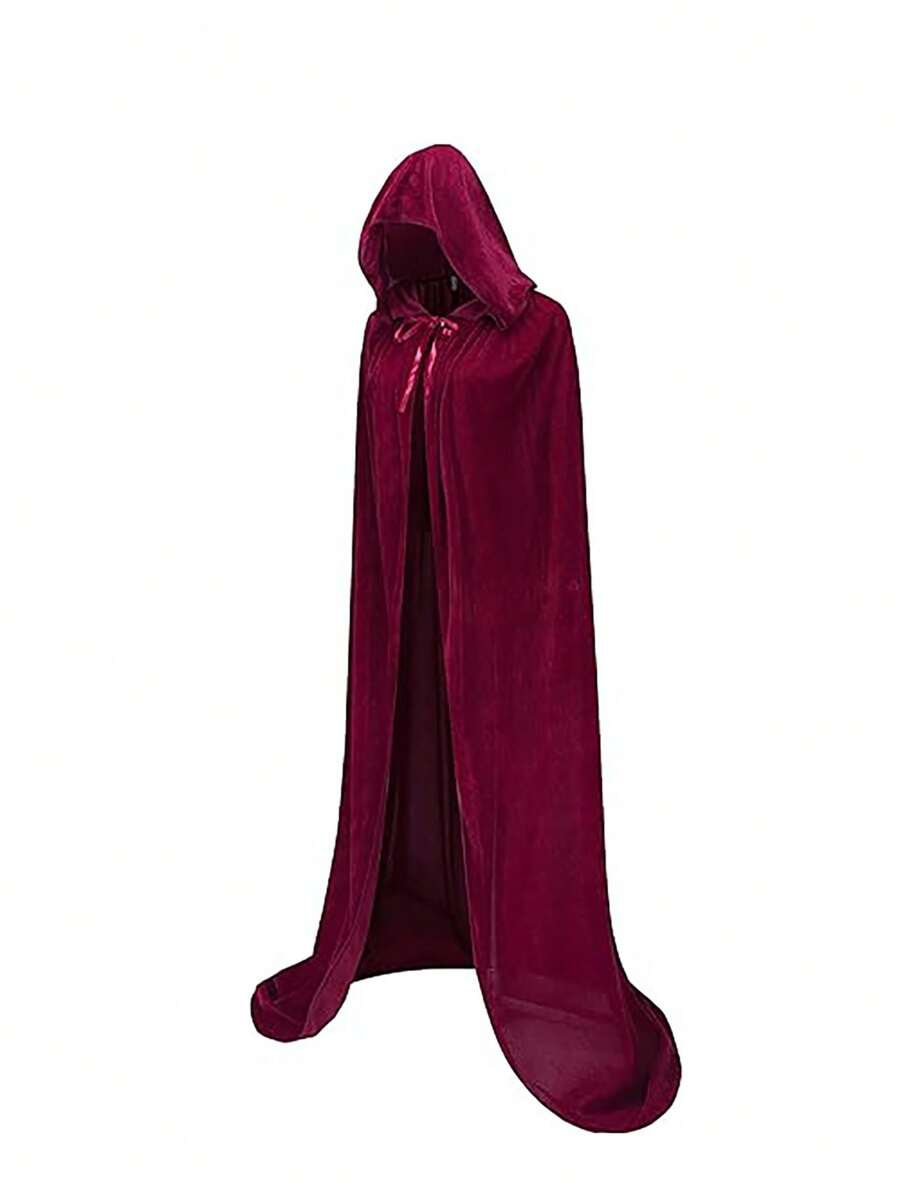 1PC Long Hooded Cloak Velvet Cape Witch Costume Cos Costume For Women Men